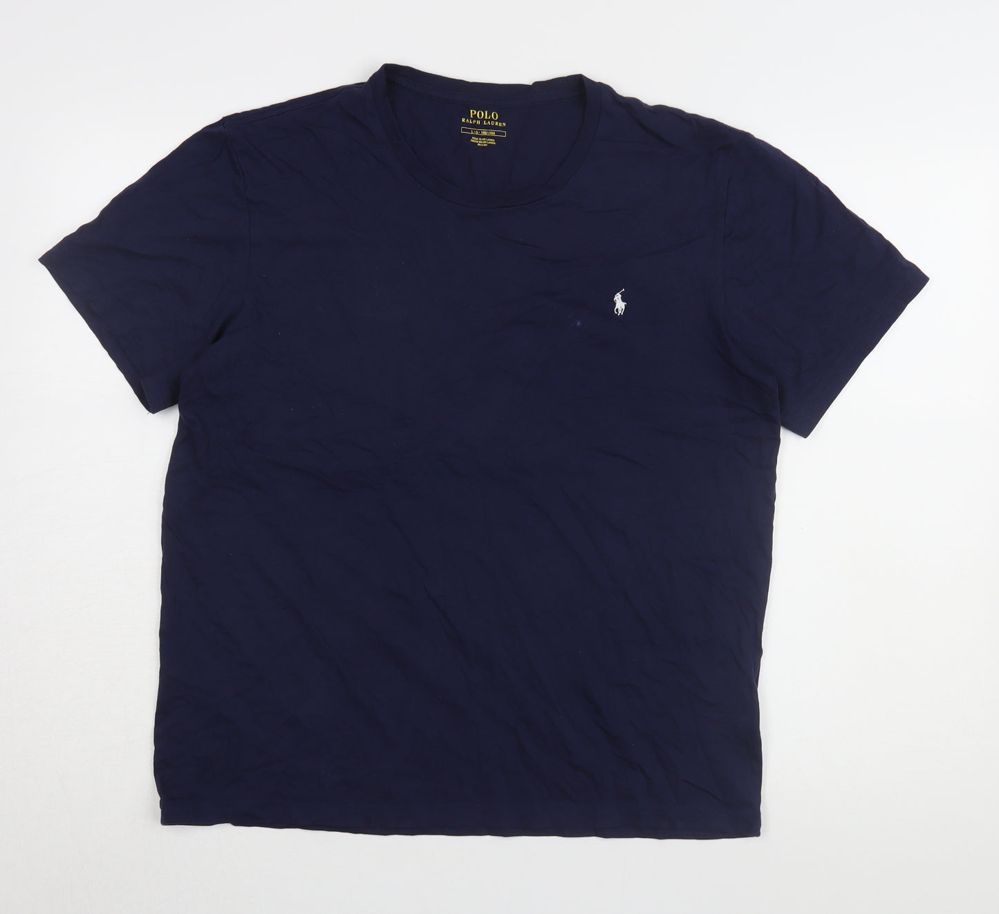 Ralph Lauren Navy Blue Men's T-Shirt, L, Cotton, Crew Neck