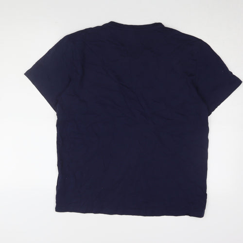 Ralph Lauren Navy Blue Men's T-Shirt, L, Cotton, Crew Neck