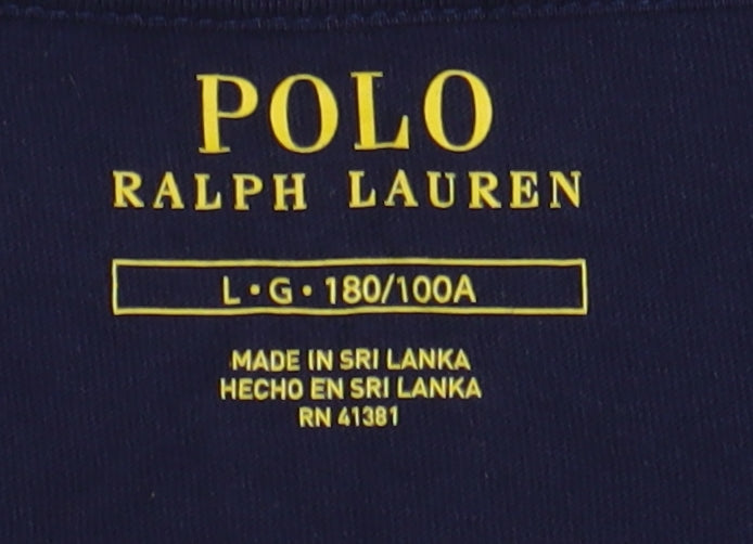 Ralph Lauren Navy Blue Men's T-Shirt, L, Cotton, Crew Neck