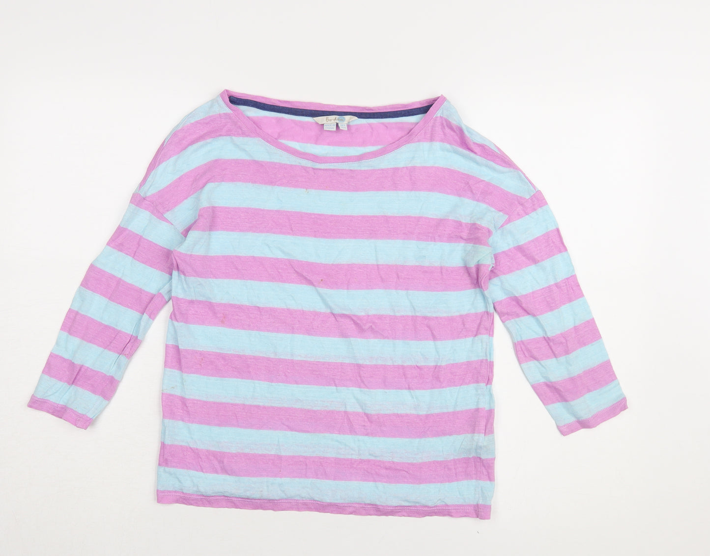 Boden Women's Striped Linen T-Shirt UK 8 Multicoloured