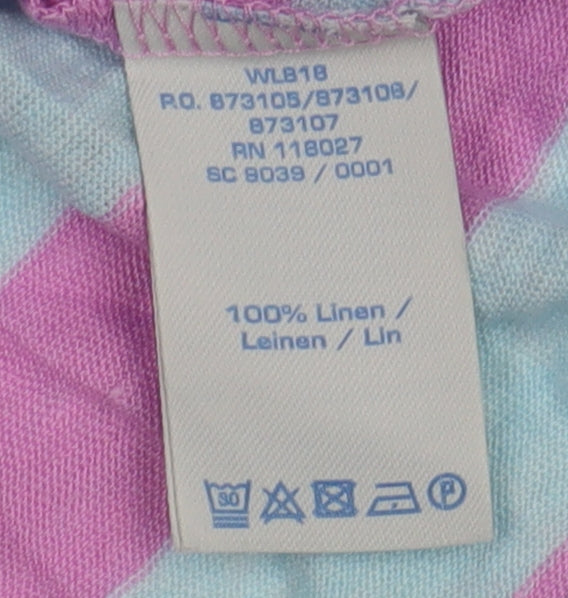 Boden Women's Striped Linen T-Shirt UK 8 Multicoloured