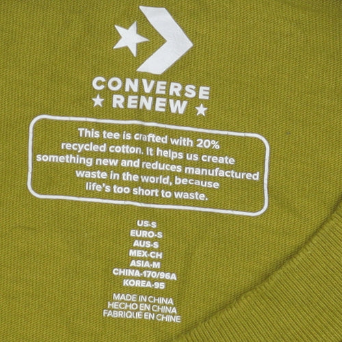 Converse Men's Green Long Sleeve Crew Neck T-Shirt - S