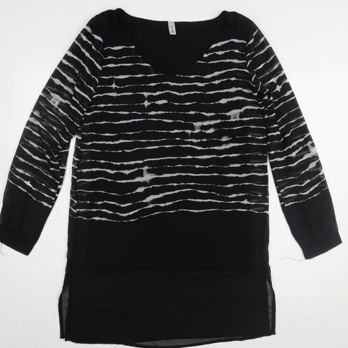 Soyaconcept Women's Black Striped Tunic - Size S, V-Neck