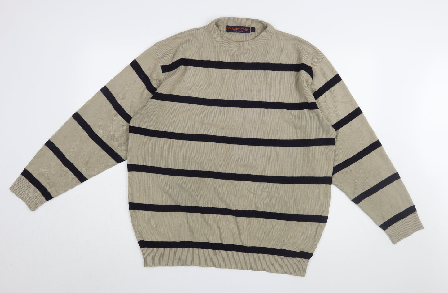 Matinee Men's Beige Striped Pullover Jumper L