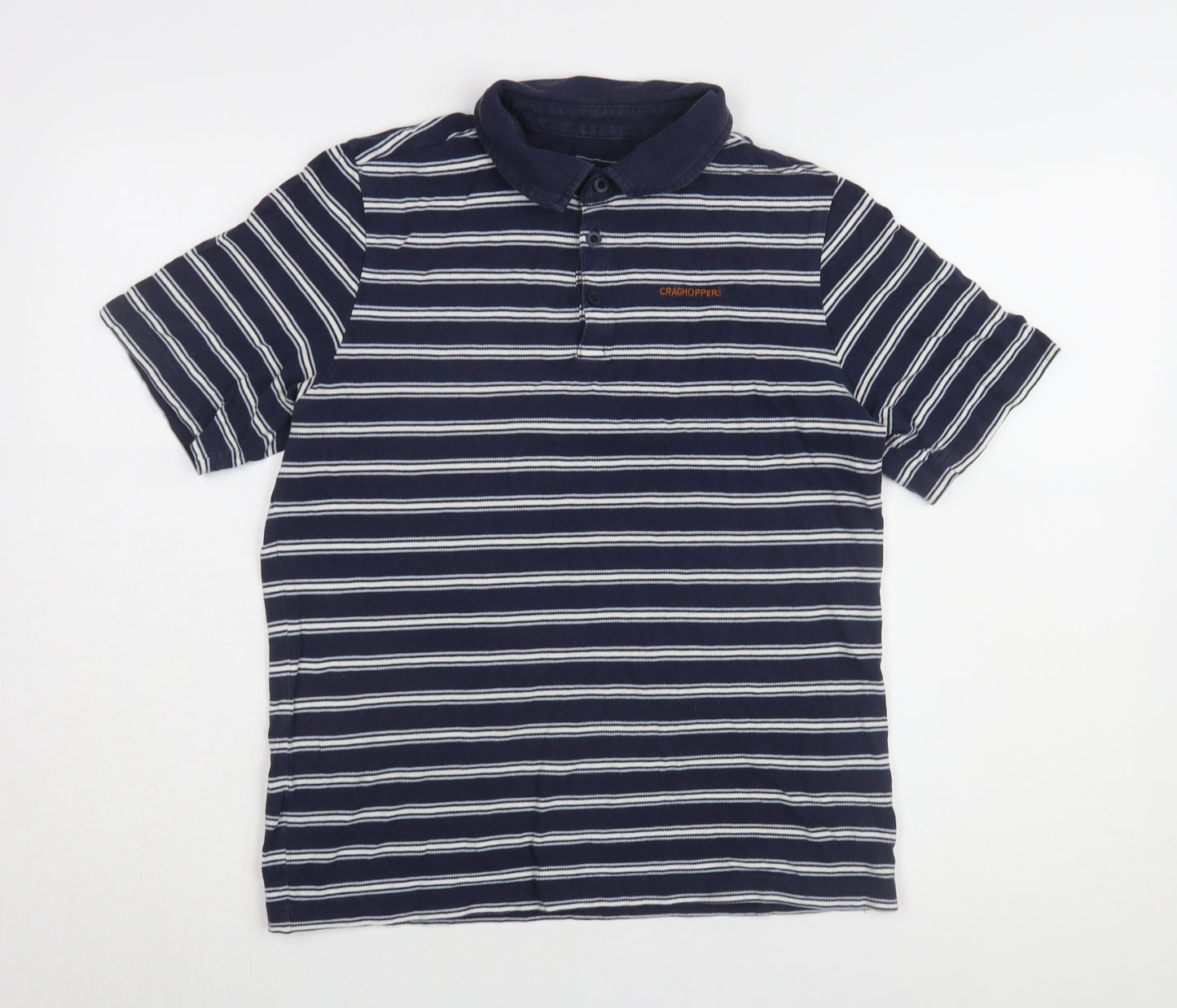 Craghoppers Men's Striped Blue Polo Shirt Size M