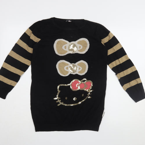 Hello Kitty Girls Black Jumper 11-12 Years, Sequin Pullover