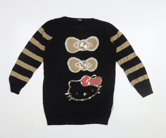 Hello Kitty Girls Black Jumper 11-12 Years, Sequin Pullover