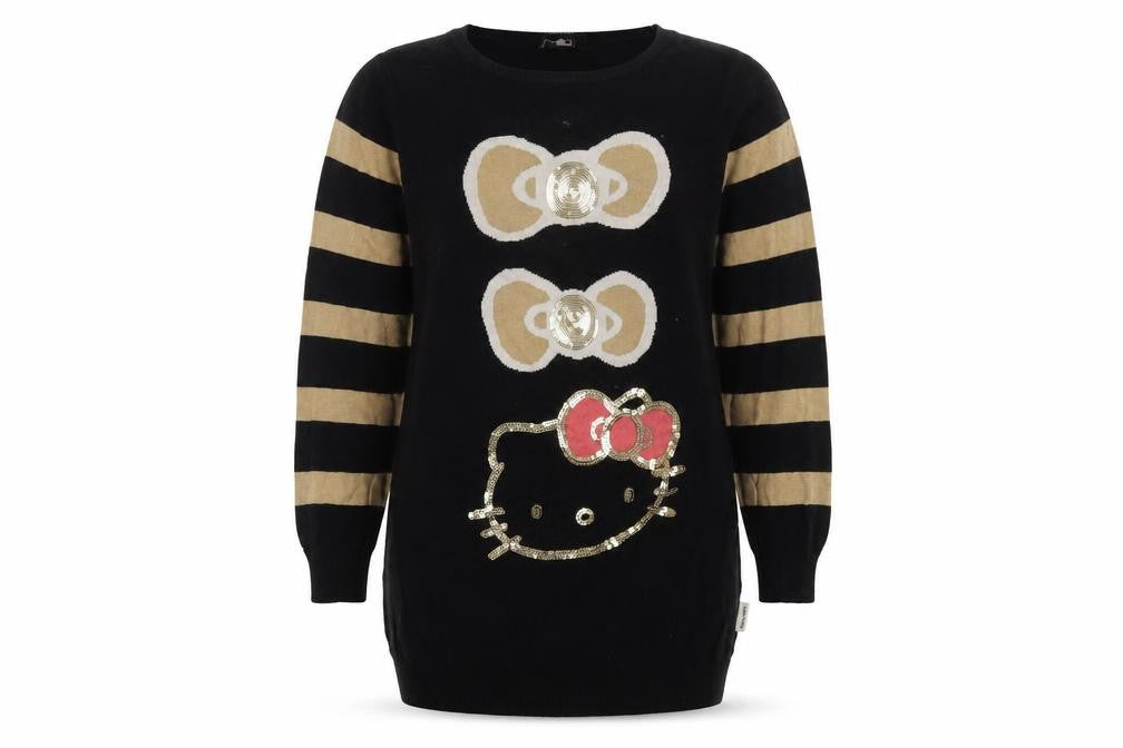 Front view of Hello Kitty girls’ black jumper 11-12 years, sequin pullover