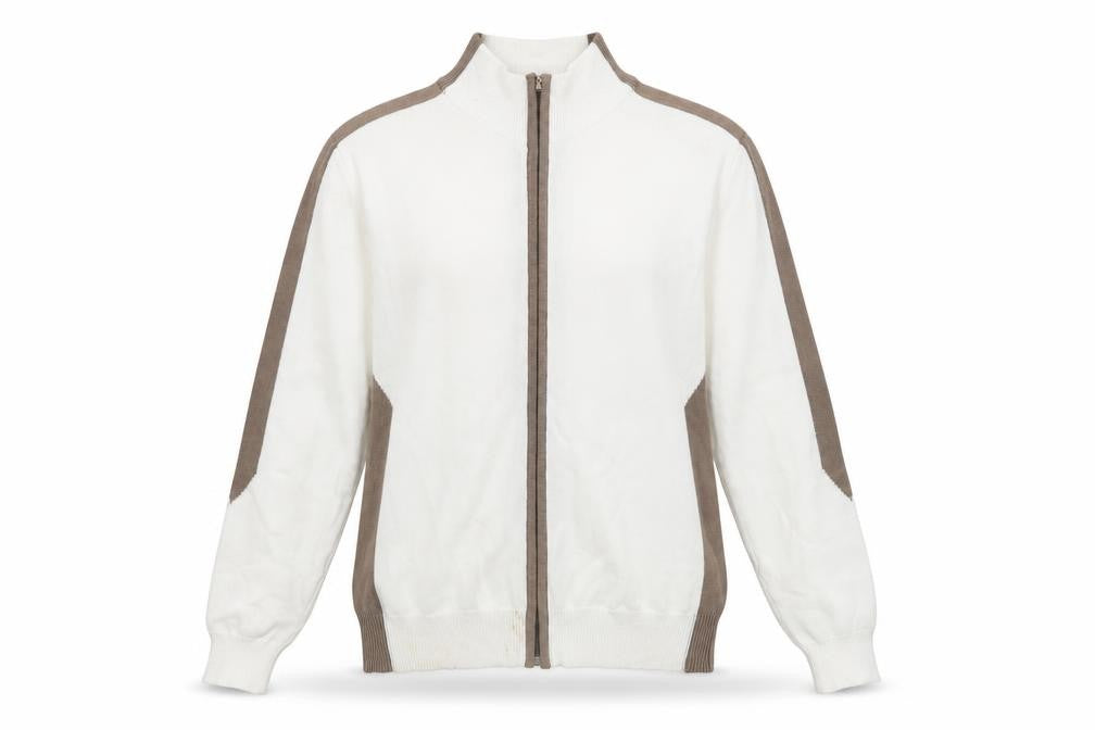 Front view of Glenmuir Women's White Full Zip Jumper, Small