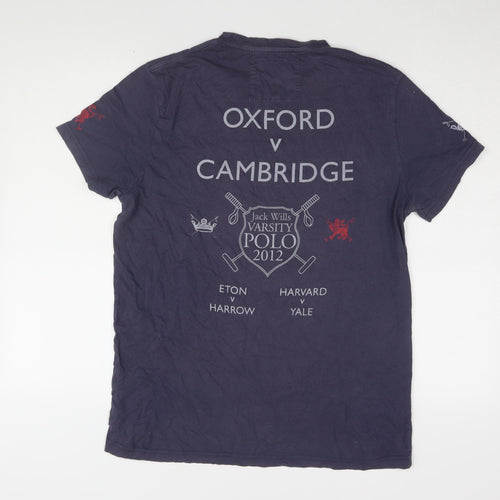 Jack Wills Men's Blue College T-Shirt - Size M