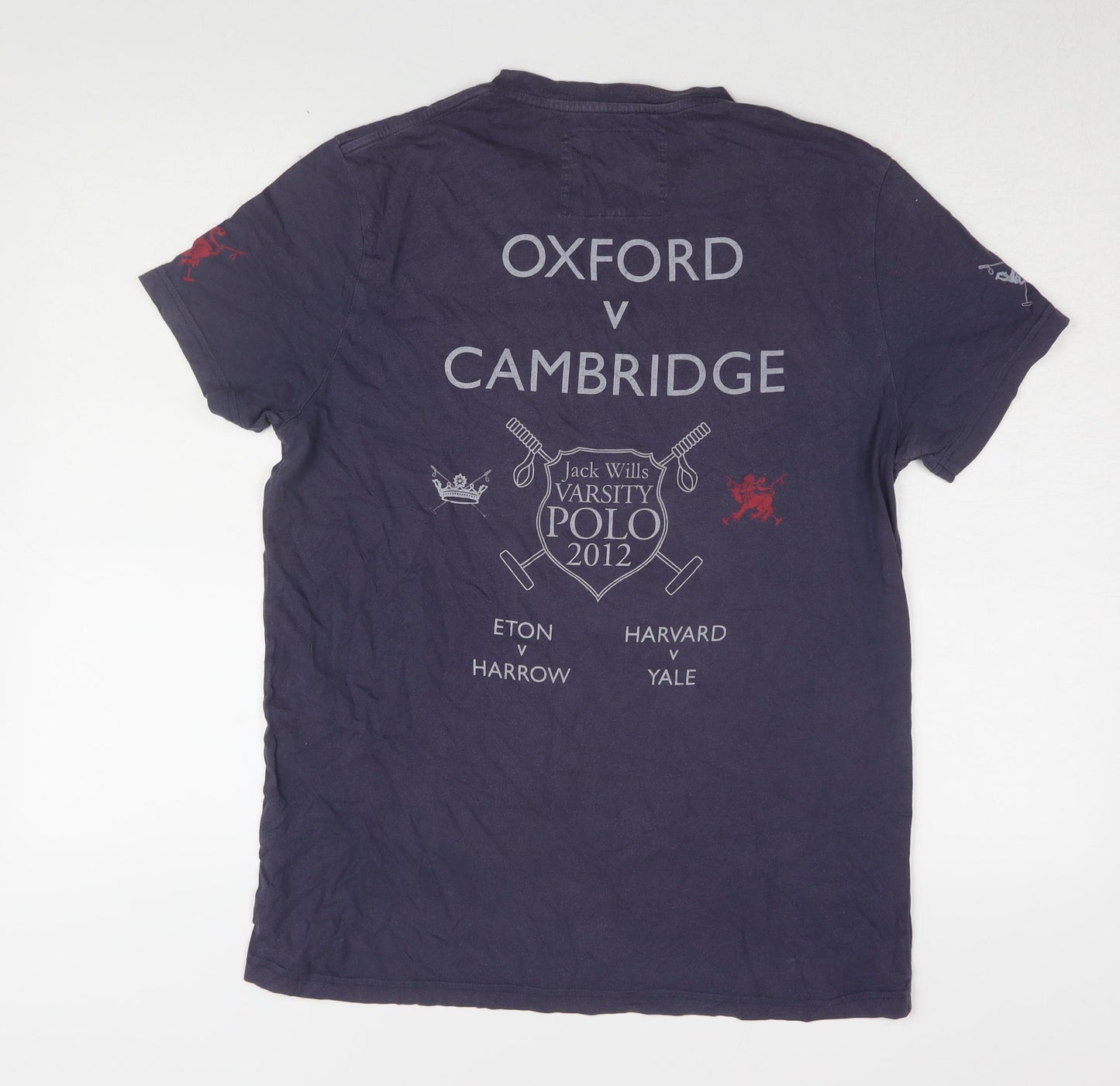 Jack Wills Men's Blue College T-Shirt - Size M