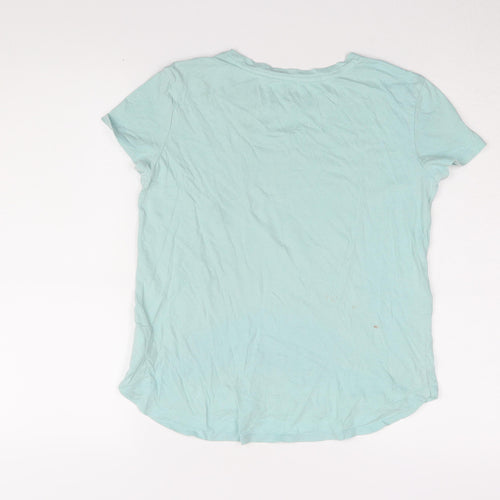 GAP Girls Blue Sequin Graphic T-Shirt XL, Round Neck Casual
