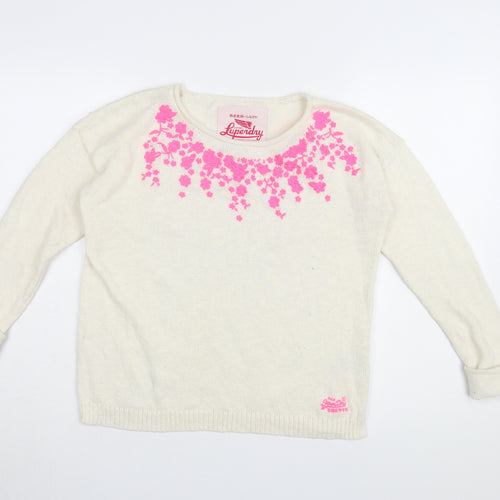 Luperdry Women's Ivory Floral Knit Pullover Jumper S