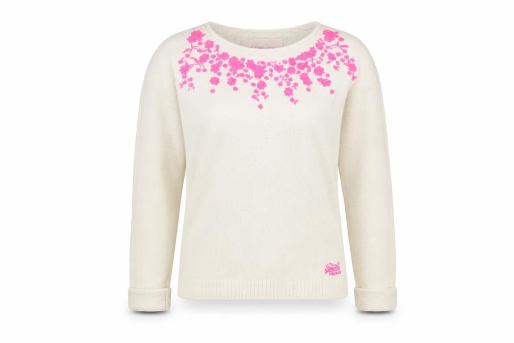 Front view of Superdry Women's Ivory Floral Knit jumper S