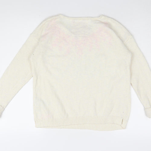 Luperdry Women's Ivory Floral Knit Pullover Jumper S