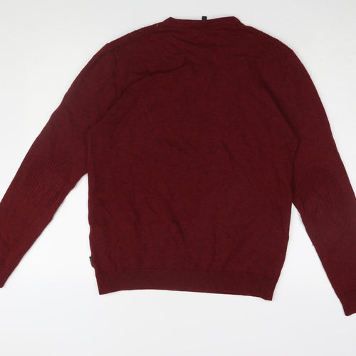 Ted Baker Men's Red V-Neck Pullover Wool Blend Jumper