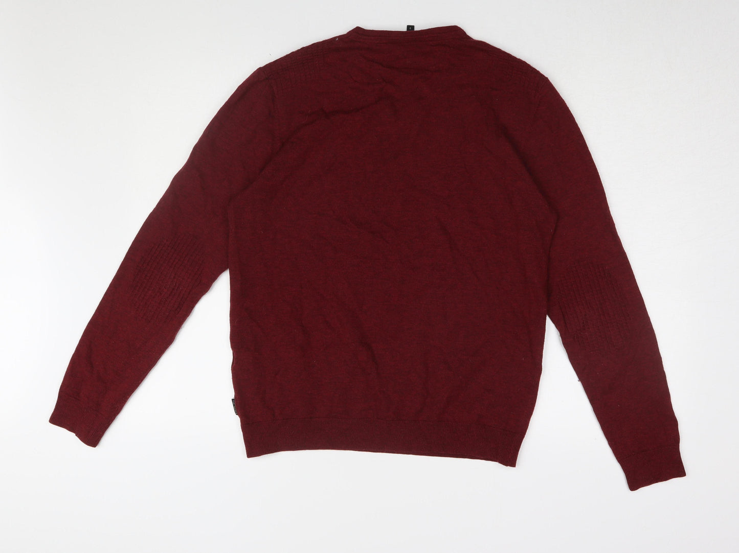 Ted Baker Men's Red V-Neck Pullover Wool Blend Jumper