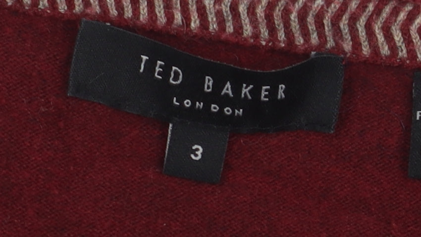 Ted Baker Men's Red V-Neck Pullover Wool Blend Jumper