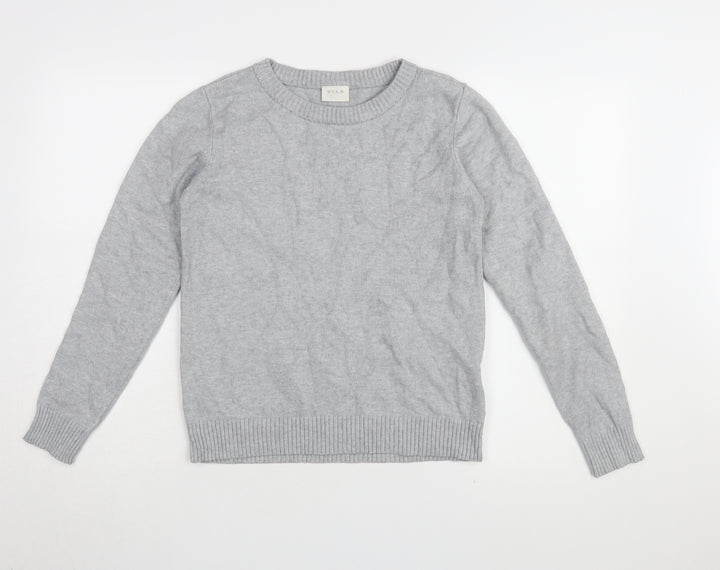 Vila Women's Grey Crew Neck Pullover Jumper Size S