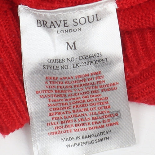 Brave Soul Women's Red Christmas Jumper, M, Festive Pullover