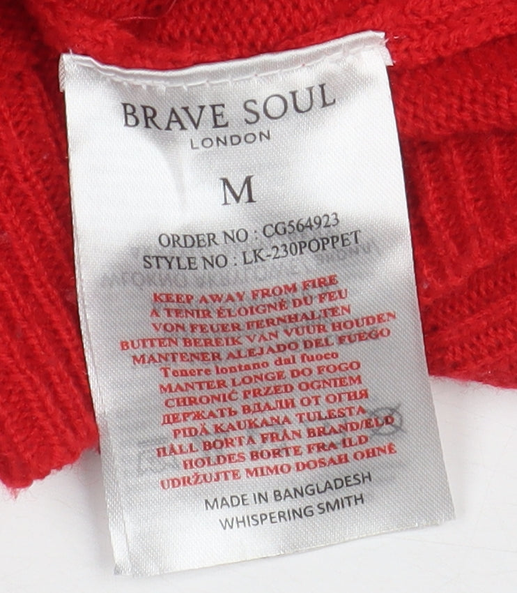 Brave Soul Women's Red Christmas Jumper, M, Festive Pullover