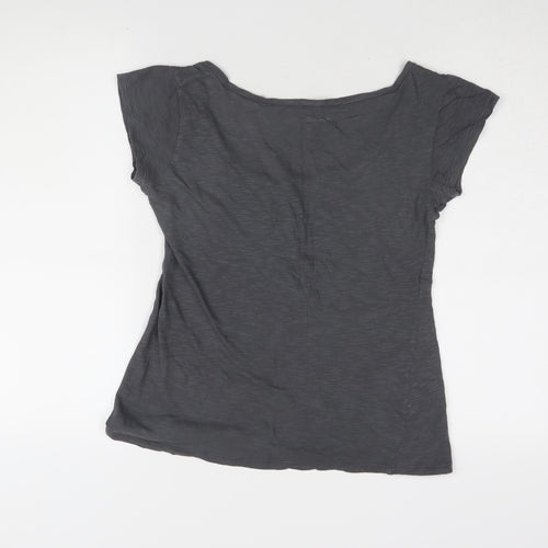 Avant Première Women's Grey Cotton T-Shirt, L, Scoop Neck