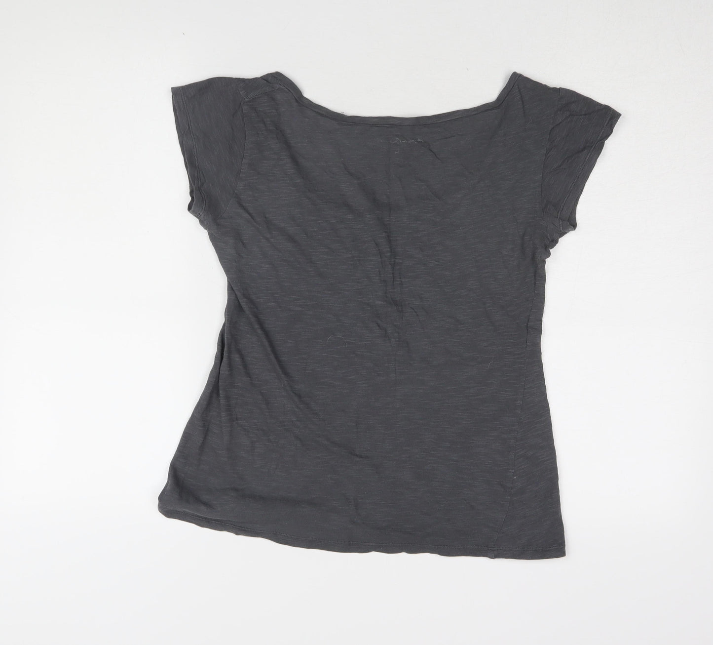 Avant Première Women's Grey Cotton T-Shirt, L, Scoop Neck