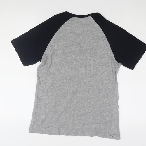French Connection Men's Grey Colourblock T-Shirt, Size 13