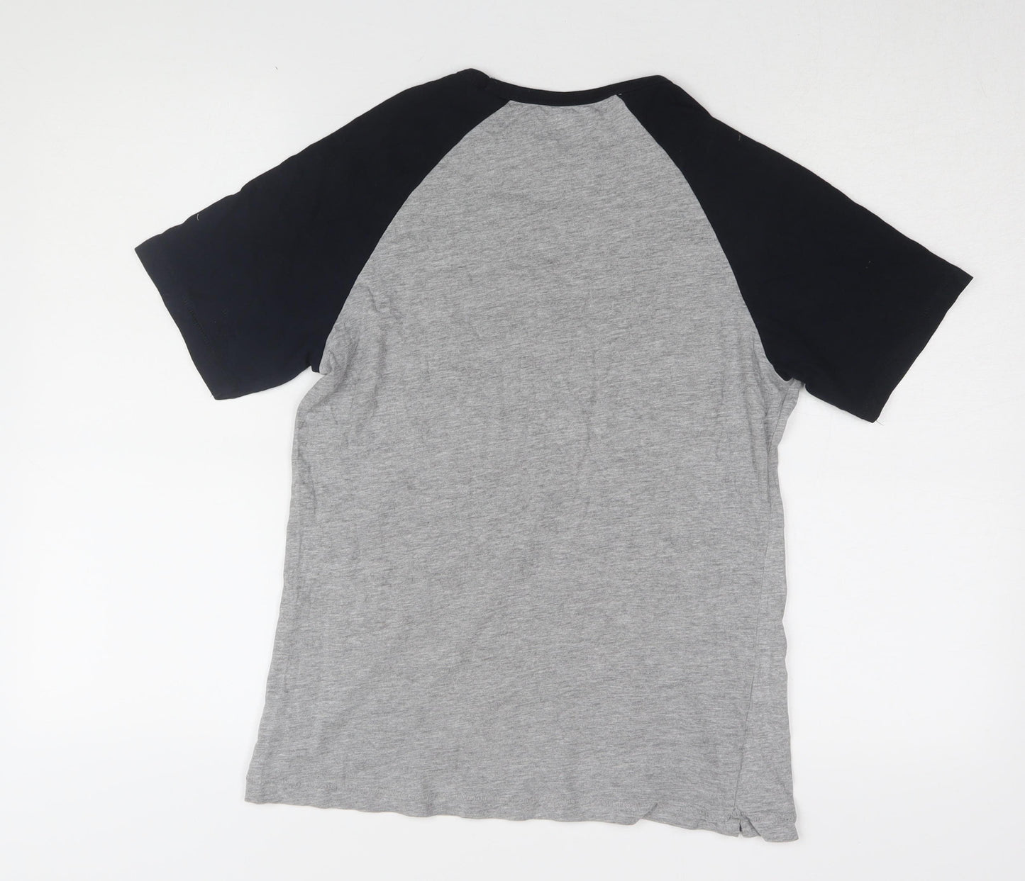 French Connection Men's Grey Colourblock T-Shirt, Size 13