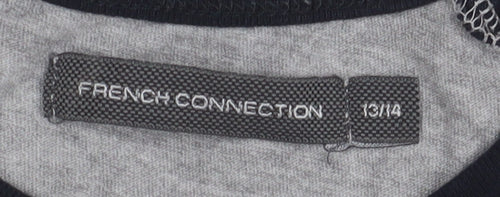 French Connection Men's Grey Colourblock T-Shirt, Size 13