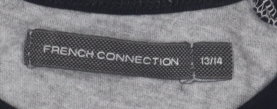 French Connection Men's Grey Colourblock T-Shirt, Size 13
