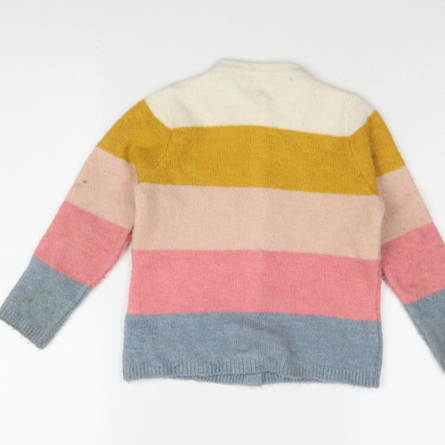 Marks & Spencer Girls Multicoloured Striped Cardigan 6-7 Years