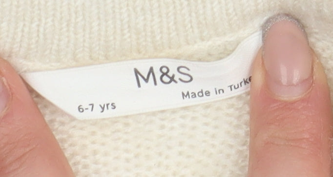 Marks & Spencer Girls Multicoloured Striped Cardigan 6-7 Years