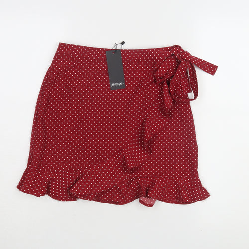 Nasty Gal Women's Red Polka Dot Wrap Skirt, Size 6