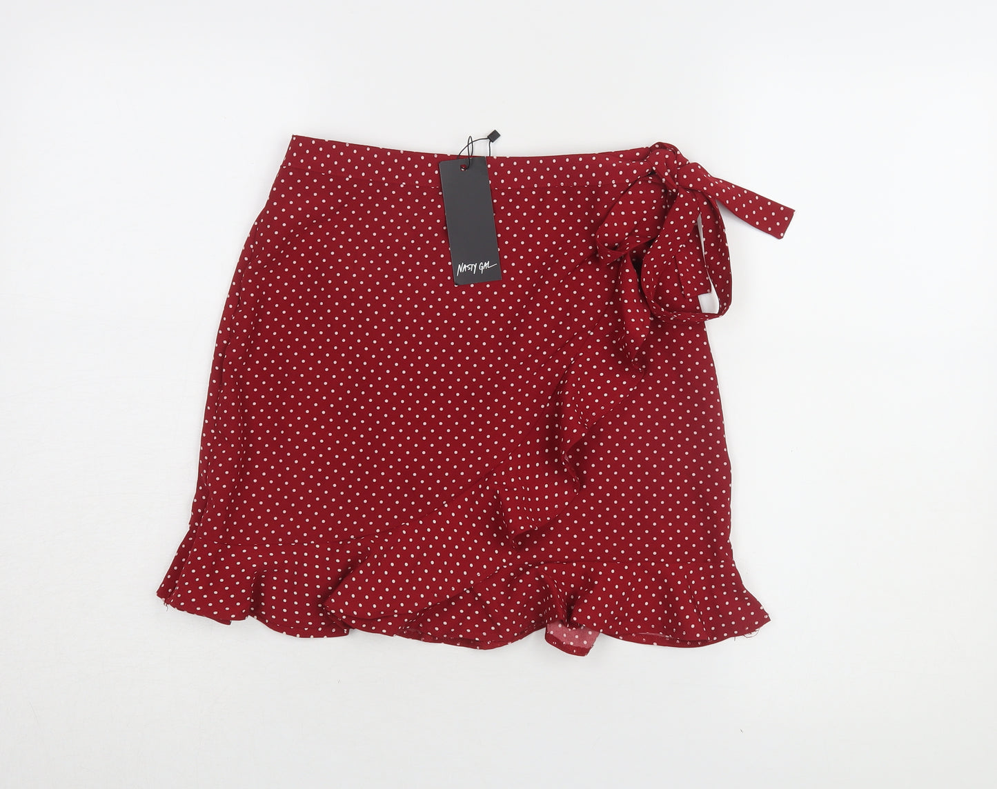 Nasty Gal Women's Red Polka Dot Wrap Skirt, Size 6