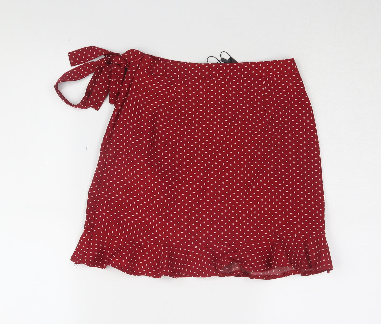 Nasty Gal Women's Red Polka Dot Wrap Skirt, Size 6