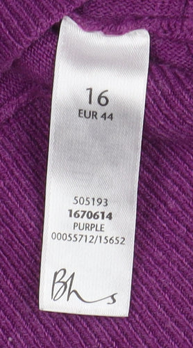 BHS Women's Purple High Neck Pullover Jumper Size 16