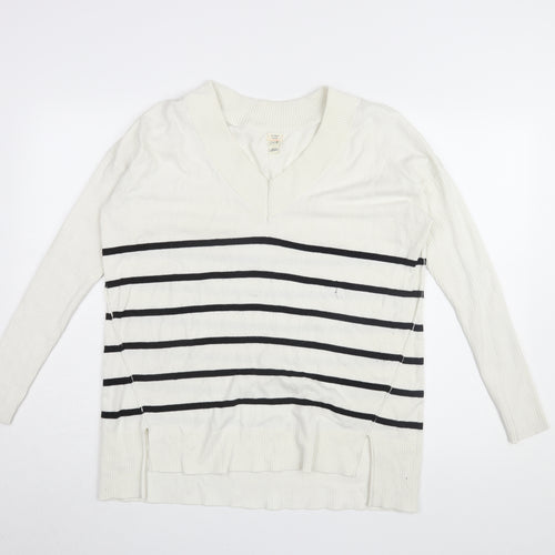 River Island Women's White Striped Pullover Jumper S