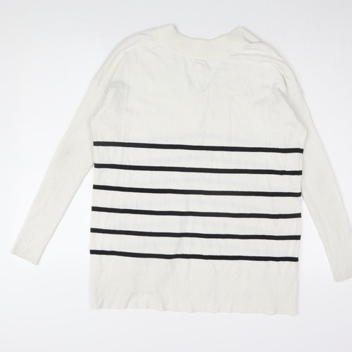 River Island Women's White Striped Pullover Jumper S