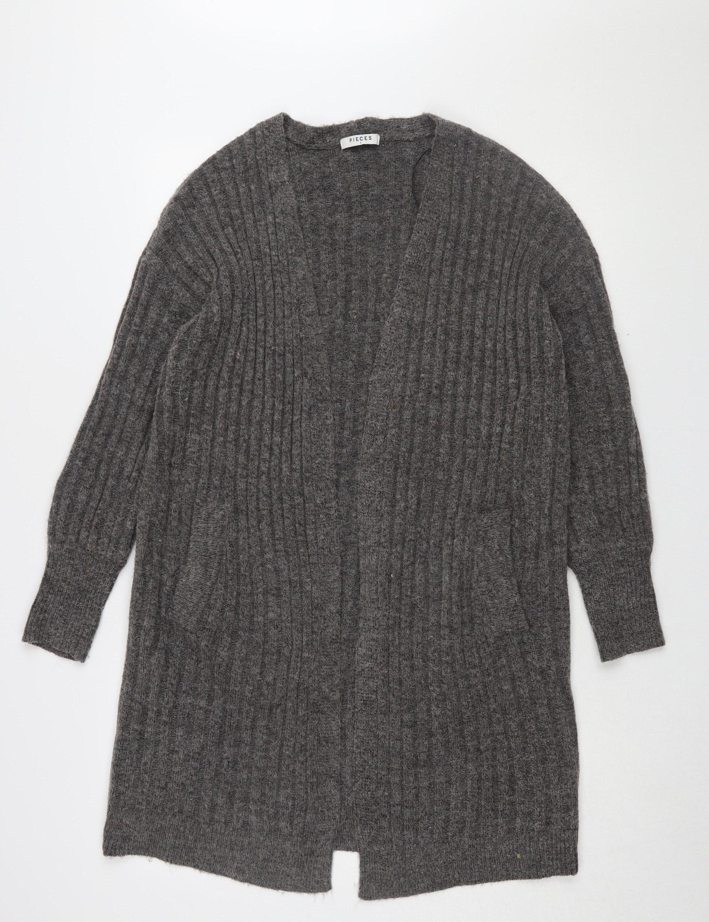 Pieces Women’s Grey Cardigan Knit Long Sleeve S