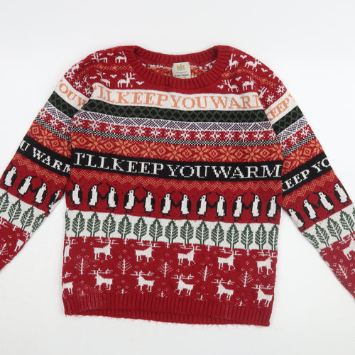 River Island Men's Red Christmas Jumper S, Chunky-Knit