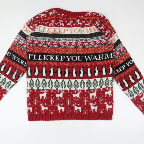 River Island Men's Red Christmas Jumper S, Chunky-Knit