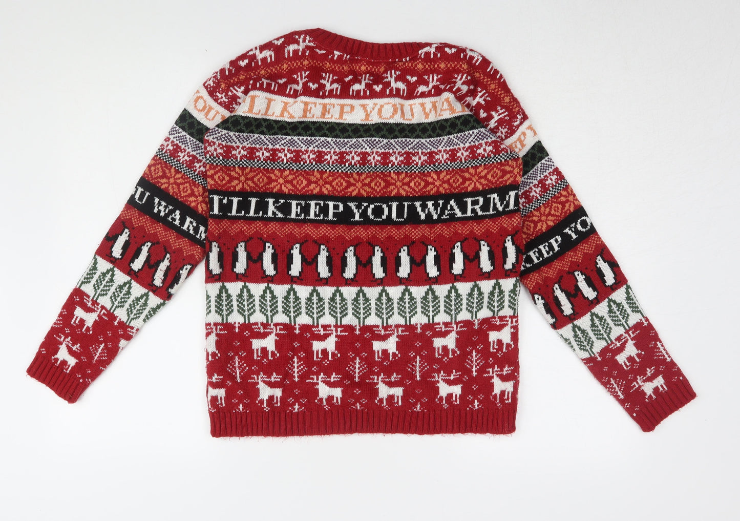 River Island Men's Red Christmas Jumper S, Chunky-Knit