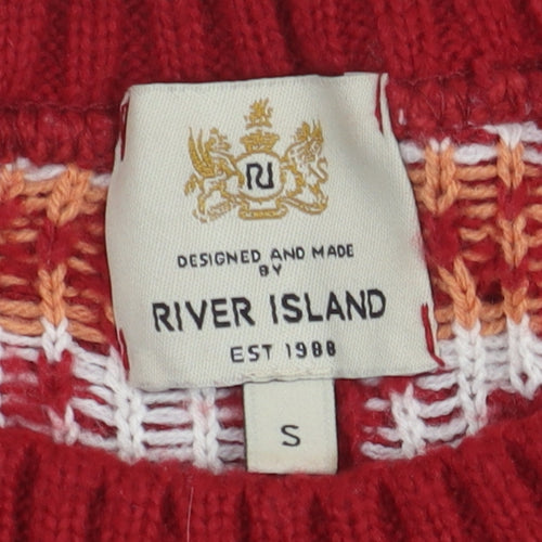 River Island Men's Red Christmas Jumper S, Chunky-Knit