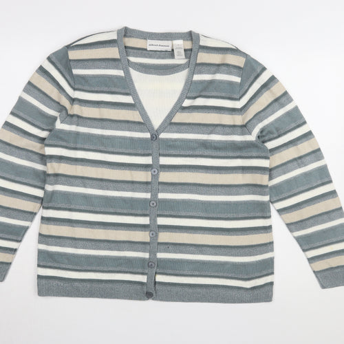 Alfred Dunner Women's Multicoloured Striped Cardigan M