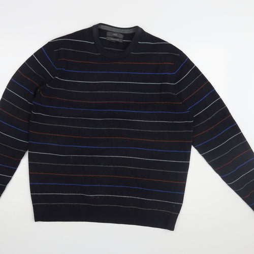 Marks and Spencer Men's Black Striped Pullover M