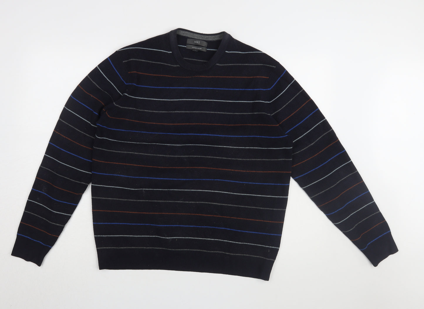 Marks and Spencer Men's Black Striped Pullover M