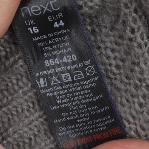 Next Women's Grey Jumper Size 16 Crew Neck Long Sleeve