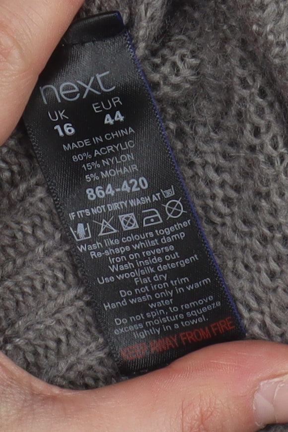 Next Women's Grey Jumper Size 16 Crew Neck Long Sleeve