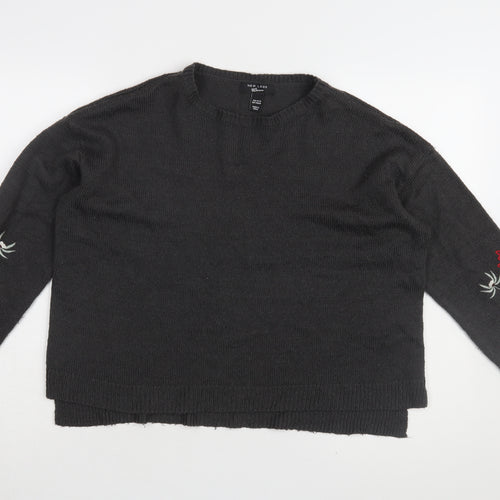 New Look Girls Black Embroidered Pullover Jumper, 14-15 Years